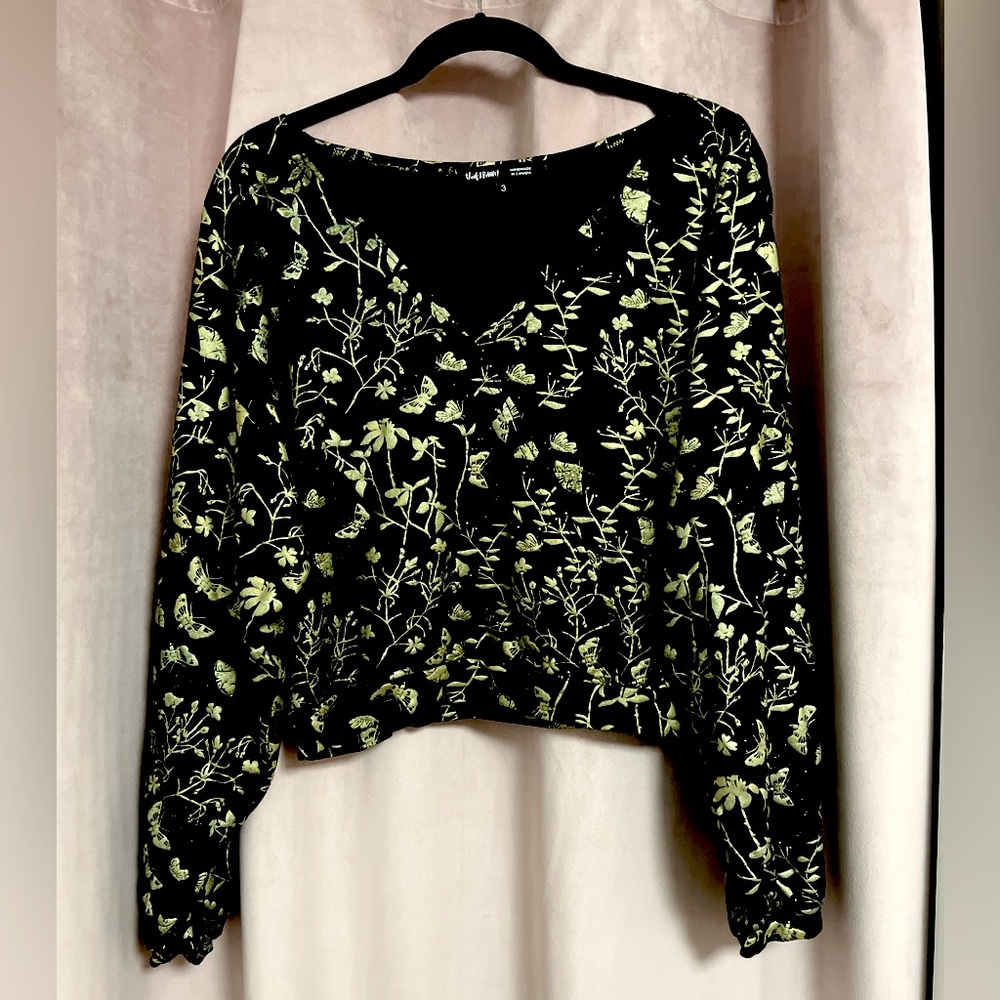 THIEF&BANDIT GOLD BUTTERFLY CROP TOP LONG SLEEVE | SIZE 3 (2X-3X)